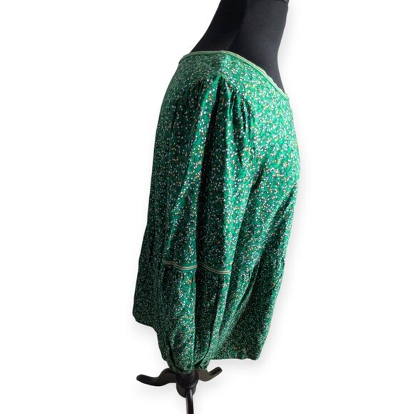 Max Studio Green Floral Peasant Bohemian Blouse Tunic Top Womens Size 1X NWT - Picture 6 of 16